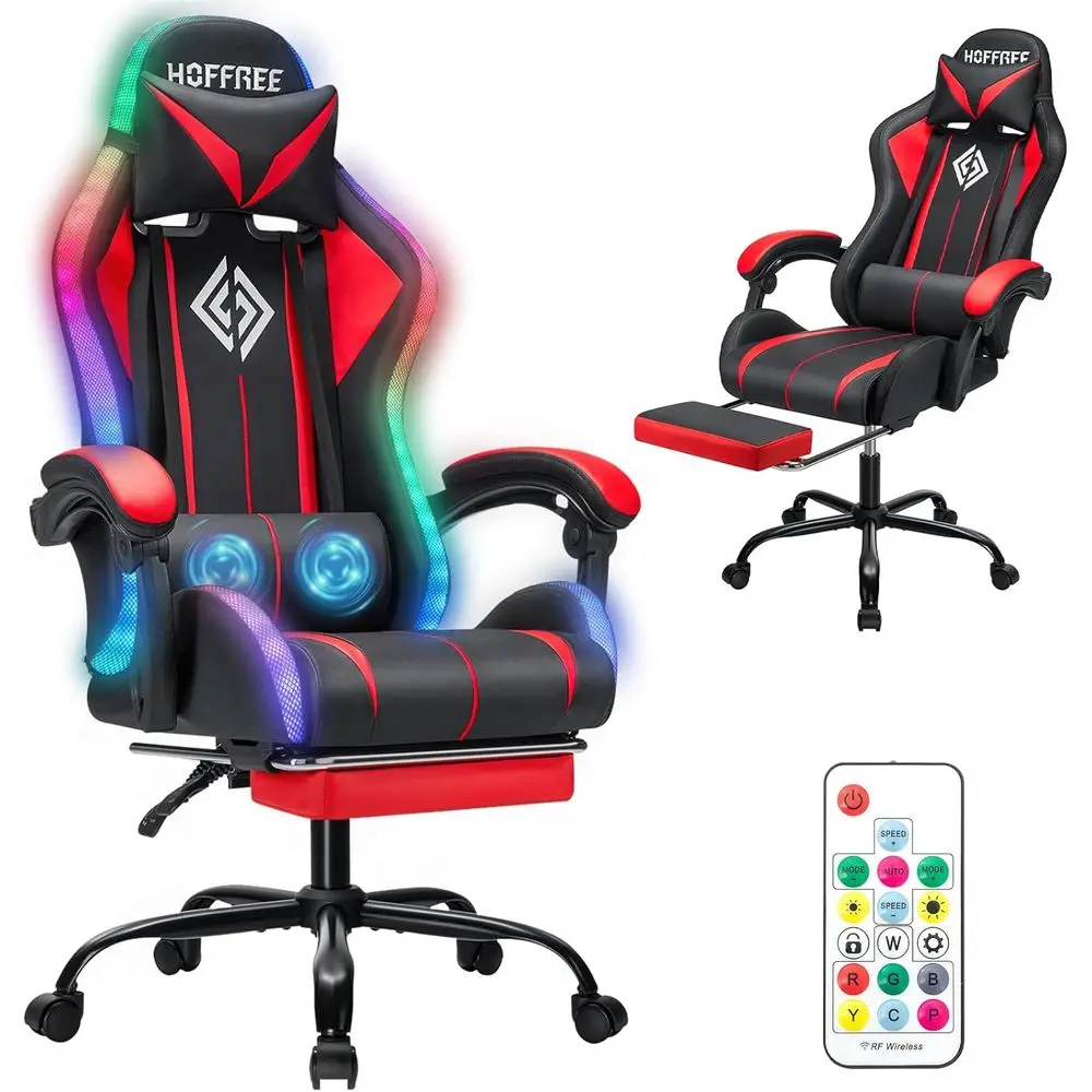 Rgb Gaming Chair - LED RGB Işıklı, Ayarlanabilir Bel Desteğine