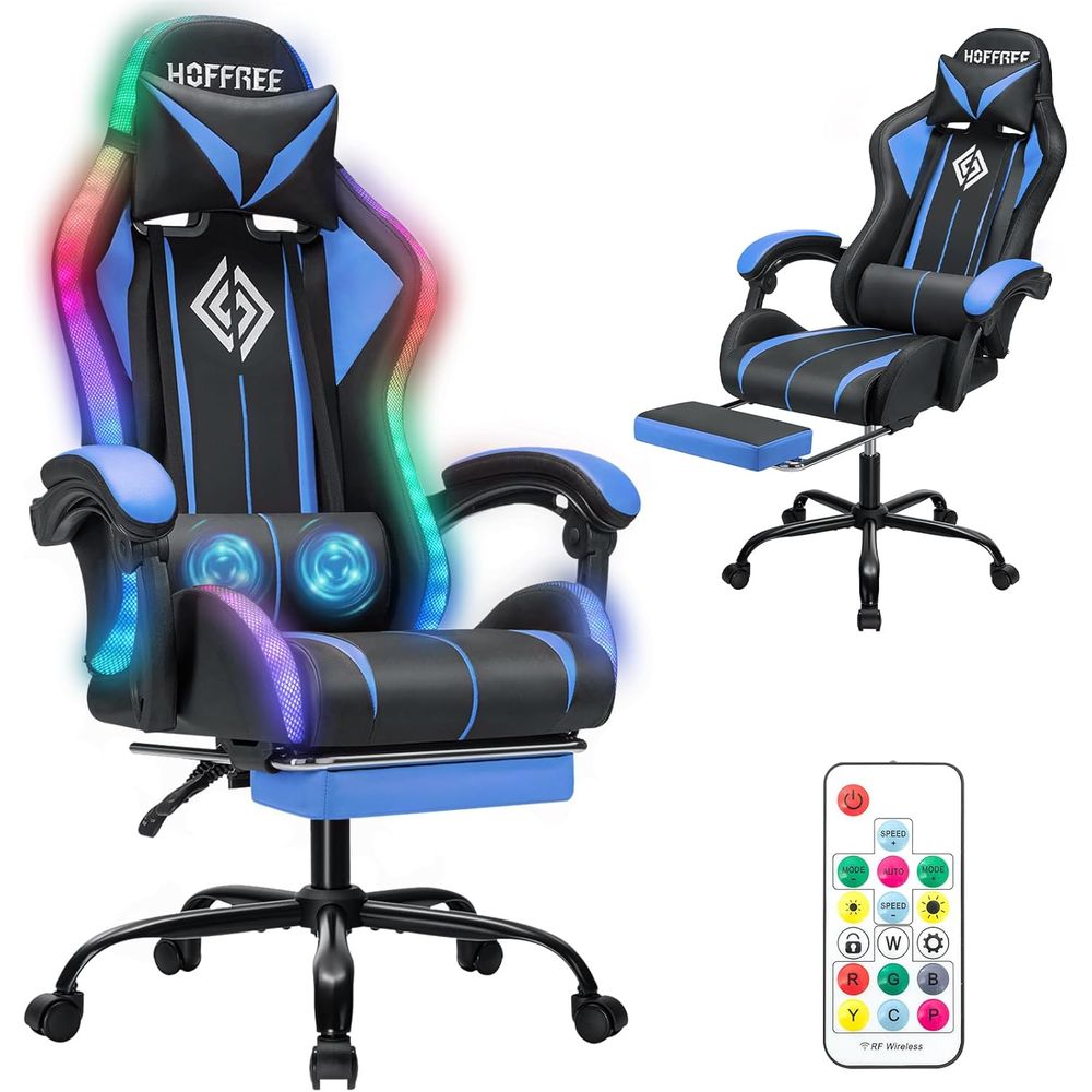 Rgb Gaming Chair - Masajlı RGB Işıklı LED Oyuncu Koltuğu