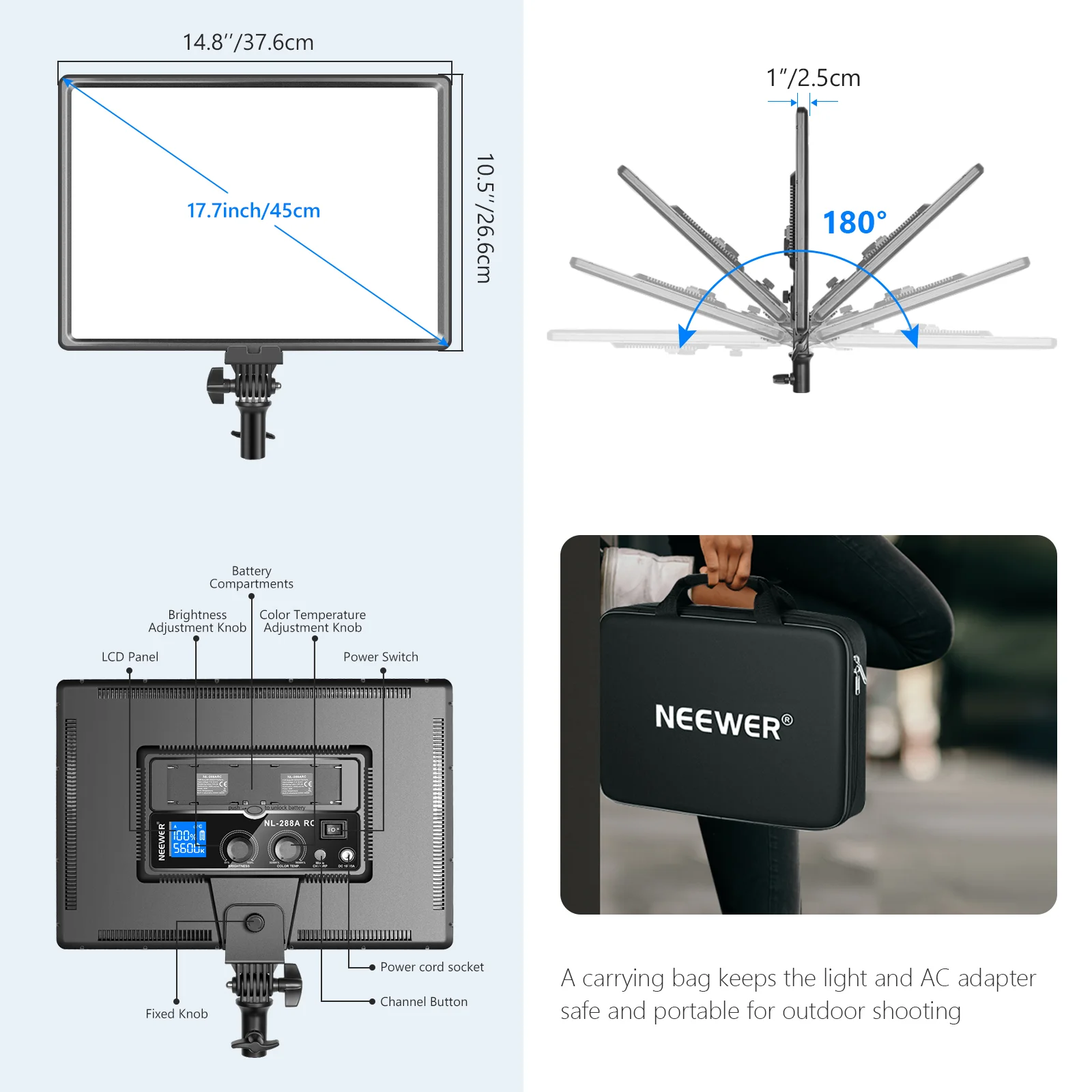 Neewer NL288 Büyük LED Video I - Led Light Panel Stream incelemesi ve fiyatı